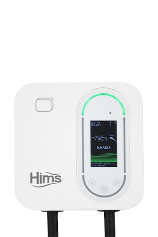Hims Hcdkb-22 22kw Destekli 5m Kablolu Smart Beyaz Elektrikli Araç Şarj İstasyonu