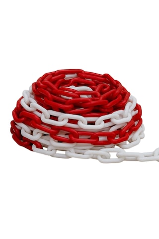 Trafik Plastik Zincir Kırmızı Beyaz 200 Mt 8 Mm