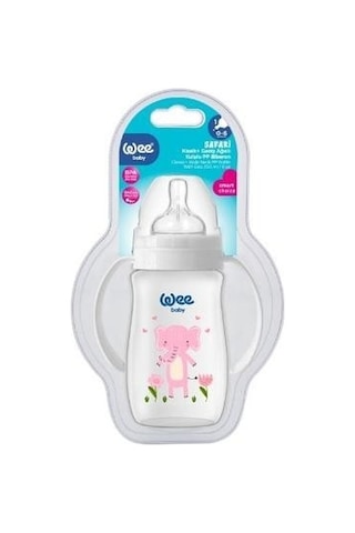 Wee Baby Safari Kulplu Biberon 250 Ml Pembe Fil