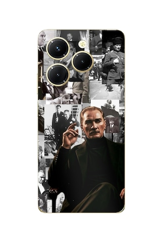 Infinix Hot 40-40 Pro Uyumlu Mustafa Kemal Atatürk Kolajları Baskılı Silikon Kılıf