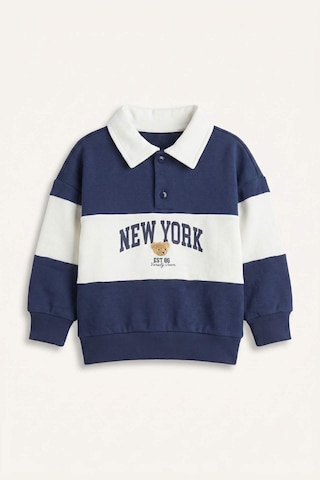 Defacto %100 Pamuk Oversıze Polo Yaka Kolej Baskılı Sweatshirt Kumaşı Sweatshirt Erkek Bebek H9784a526aunv241 Lacivert-nv241