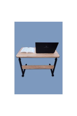 Yükseklik Ayarlı Tekerlekli Laptop Sehpası, Oval Kenar Tasarım, 80 Cm