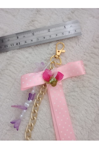 Wisheratelier Kurdela Detaylı Çanta Charmı Pembe