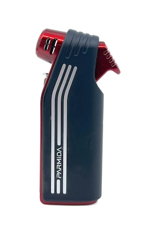 Parmida Tek Torch Jet Alev Pipo Çakmağı Dahili Pipo Kaşığı - Kırmızı/siyah