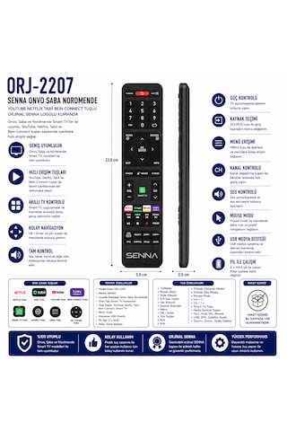 Senna -2207 Onvo Saba Nordmende Smart Tv Kumandası