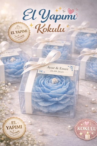 10 Adet Kokulu Mum Hediyelik Kişiye Özel Söz Nişan Düğün Mevlüt İçin Şeffaf Kutulu Çiçek Mum Mavi 10 Adet Kokulu Mum Hediyelik Kişiye Özel Söz Nişan Düğün Mevlüt İçin Şeffaf Kutulu Çiçek Mum Mavi