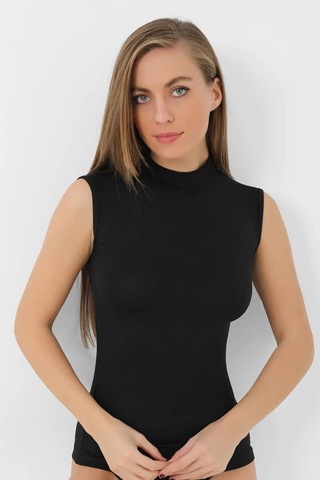 Terrien Premium Günlük Pantolon Giyim 2 Adet Siyah Bambu Kadın Balıkçı Yaka Sıfır Kol Body