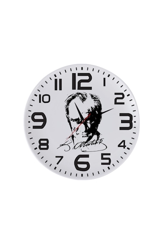 Mustafa Kemal Atatürk İmzalı Ve Fotoğraflı Cam Duvar Saati Cam