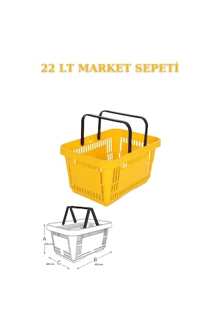 1 adet 22Litre Market ve Alışveriş Sepeti, Saplı Market Sepeti S