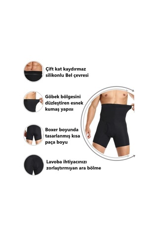 Genculus Destekli Erkek Korse Boxer Karın Bölgesi Sıkılaştırıcı Ve Toparlayıcı Silikon Kaydırmaz Bel Çevresi Çok Renkli
