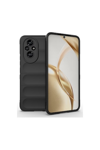 Honor 200 Pro Kılıf Esnek Tpu Oyuklu Arka Yüzey Tasarımlı Zore Etnik Silikon Kapak Siyah