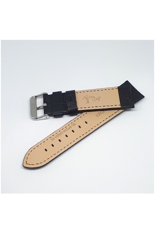 20Mm Golf Marka Siyah Croco Hakiki Deri Saat Kordonu