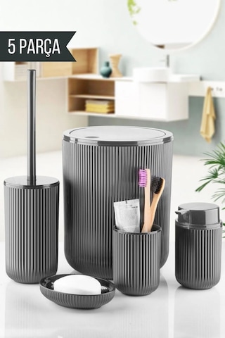 5 Parça Banyo Seti Gri Diğer