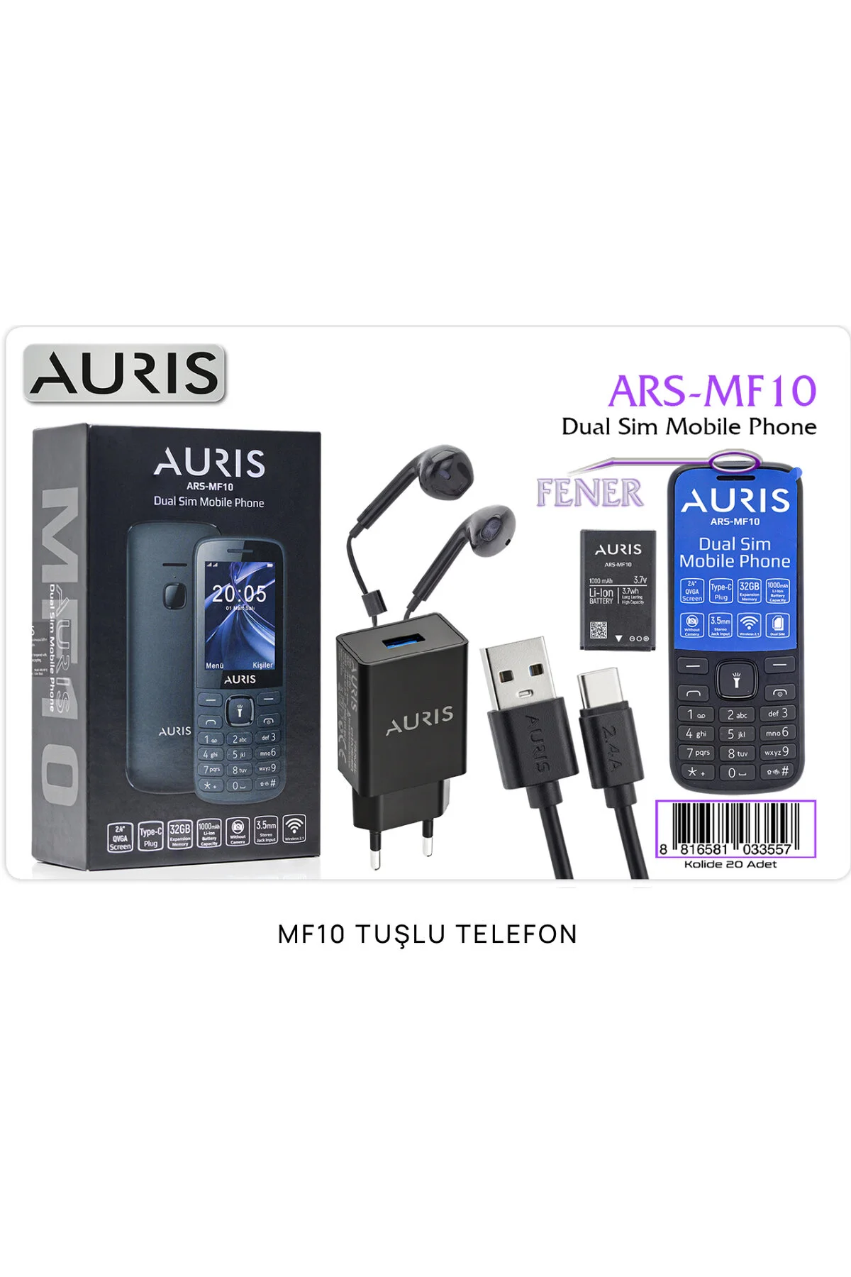 Ars-mf10 Kamerasız Tuşlu Cep Telefonu Auris Türkiye li