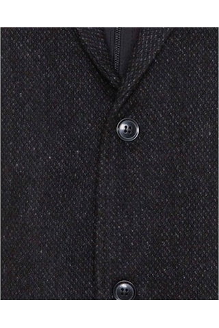 Süvari Çıkma Mono Yaka Slim Fit Gri Kaban Gri