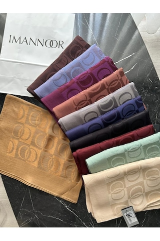 Imannoor Dama Desen Nil Yeşili Naia Pamuk Şal Çok Renkli