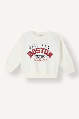 Defacto Bisiklet Yaka Baskılı Sweatshirt Erkek Bebek H8402a526auwt34 Beyaz-wt34