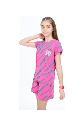 Toontoy Kids Toontoy Kız Çocuk W Yazı Baskılı Şortlu Takım Fuşya