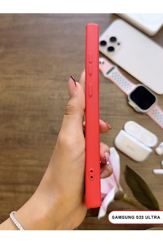 Samsung Galaxy S23 Ultra Uyumlu Kamera Korumalı Darbeye Dayanıklı Renk Atmayan Keep Silikon Kılıf Kırmızı