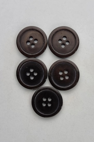 Orta Boy Akrilik Dört Delikli Klasik Kahverengi Kaban Çeket Hırka Yelek Düğmesi 5 Adet
