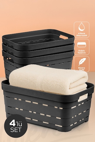 4'lü 10,8 Litre Delikli Saklama Kutusu Antrasit Antrasit