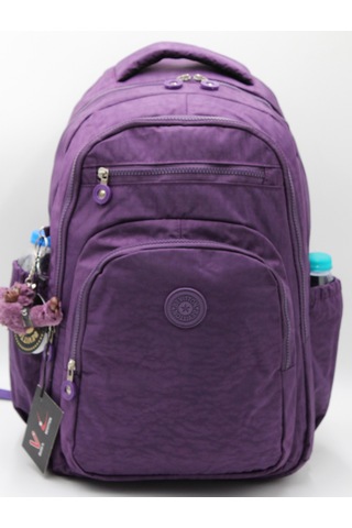 Suya Dayanıklı Krinkıl Kumaş Mor Unisex Okul Çantası 18