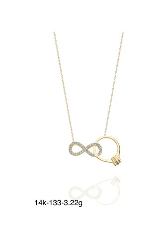 Tektaş Ve Kalp Özel Tasarım 14 Ayar Altın Kolye Altın