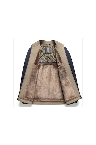 Polar Astarlı Ve Kalınlaştırılmış Kapitone Dik Yakalı Erkek Ceketi Haki