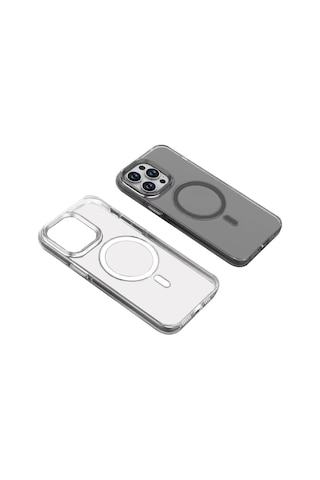 Apple Uyumlu iPhone 15 Pro Kılıf Zore Wireless Şarj Özellikli Şeffaf Efsane Kapak Renksiz