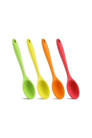 Fortunelane 4'lü Renkli Isıya Dayanıklı Silikon Karıştırma Kaşığı Seti - Mutfak Pişirme Gereci Çok Renkli