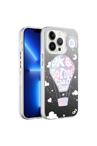 Apple Uyumlu iPhone 13 Pro Max Uyumlu Desenli Zore Silver Sert Kılıf-balon Balon -