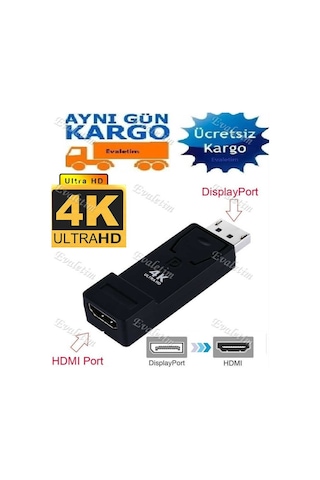 Displayport To Hdmı 4K 4946P Adaptör Kablosu Uç Display Port Çevi
