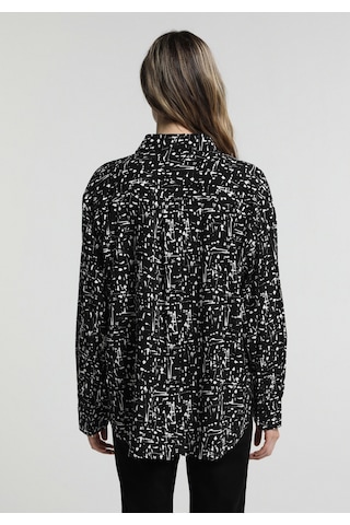 Colin's Colins Boyfriend Fit Shirt Neck Baskılı Kadın Siyah Uzun Kol Gömlek Cl1081697 Q1.v1 Blk