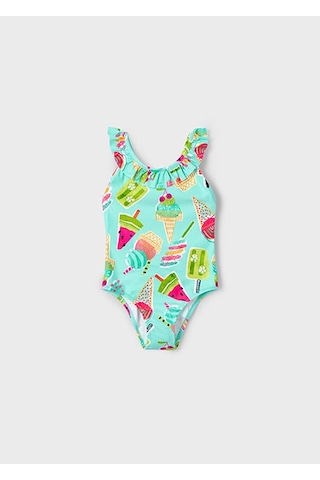 Mayoral Kız Çocuk Desenli Mayo 3719 Mavi