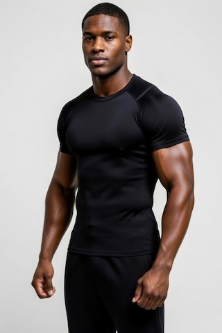 Premium Siyah Kısa Kol Compression Erkek T-shirt Spor Gym Fitness Boks Kickboks Tişört Siyah