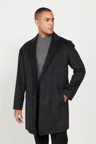Ac&Co / Altınyıldız Classics Erkek Antrasıt Oversize Fit Bol Kesim Mono Yaka Desenli Palto Antrasit