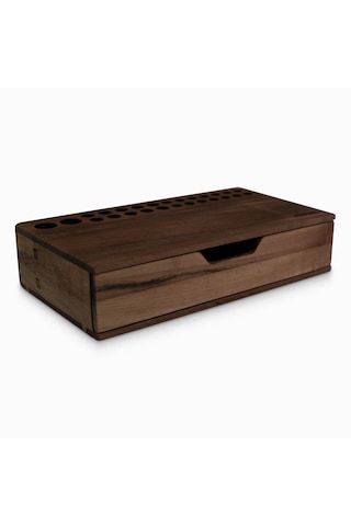 Woodsaka Reka Mini Çekmeceli Kalemlik Organizer - Ceviz Ağacından