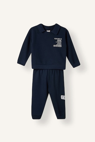 Defacto Baskılı Uzun Kollu Sweatshirt Üst Lastikli Paça Eşofman Altı 2li Takım Erkek Bebek F9437a526wnnv71 Lacivert-nv71