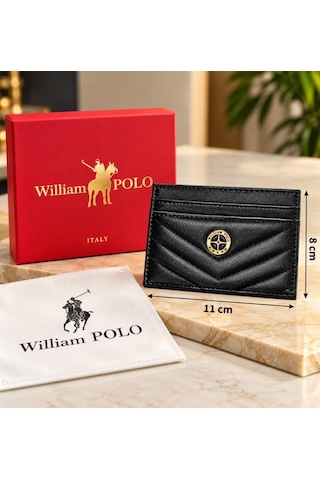 Williampolo Anka Hakiki Deri Unisex Kartlık-ince Tasarım SİYAH