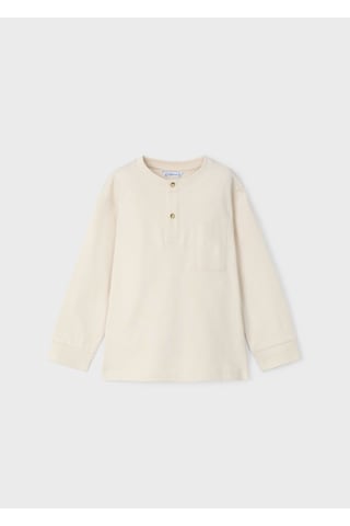 Erkek Çocuk Düğme Yaka T-shirt Krem Turuncu