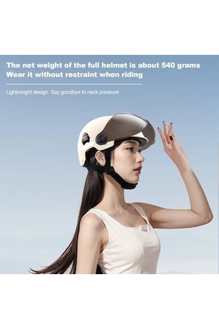 Scooter Emniyet Şapkası Güneşlik İle Erkekler Kadınlar İçin Beyaz