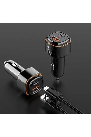 Monyee Araç Şarj Cihazı Pd20w+qc3.0 Çift Port 38w Hızlı Şarj Siyah Abs+pc Tipi Sigara Çıktı Adaptörü