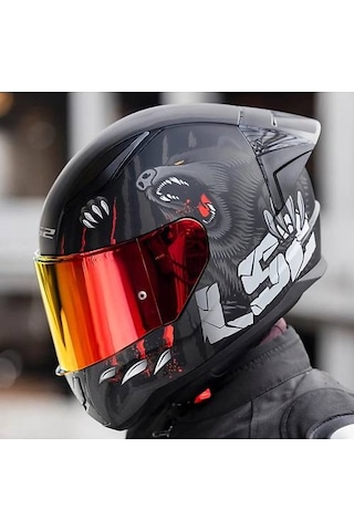 Ls2 Rapıd 2 Race Clawn Kapalı Motosiklet Kaskı Kırmızı Camlı Siyah