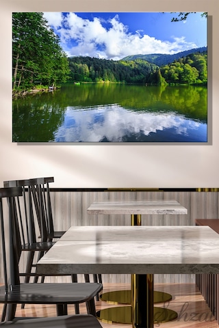 Yatay Kanvas Duvar Tablosu Cafe Restoran Salon Mutfak Ofis Artvin Borçka Karagöl Manzara Doğa Orman