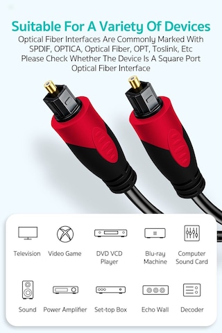Tv, Soundbar, Ve Amfi, Ps5, Xbox Uyumlu Kare Port Optik Ses Kablosu 1metre
