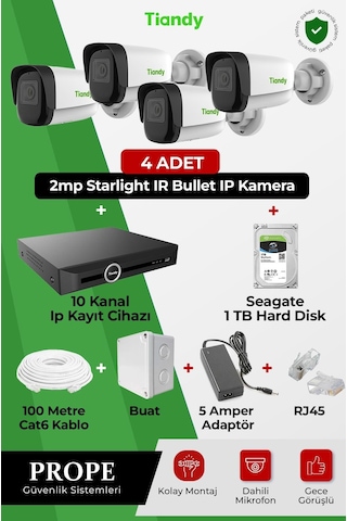 Tiandy 4 Kameralı Bullet Full Sistem Paketi