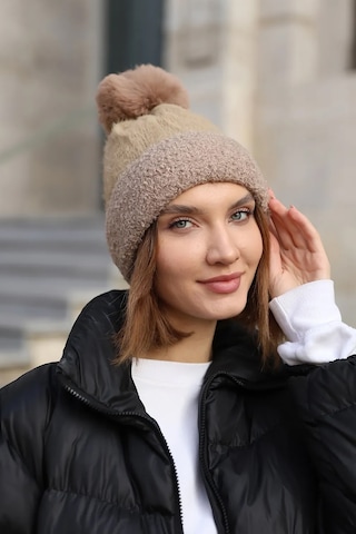 Ponpon Detay Kadın Bere 1136 Vizon Vizon