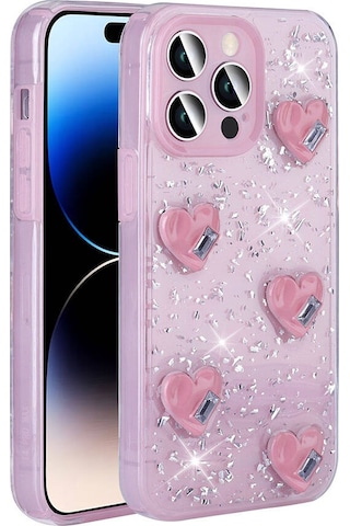 Apple Uyumlu iPhone 14 Pro Max Kılıf Airbagli Simli Arka Yüzey Tchs Işıltı Silikon Kapak - Beyaz-yıldız N/a