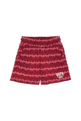 U.S. Polo Assn. Kız Çocuk Vişne Kalp Desen Baskılı Örme Şort 50306302-VR223
