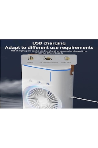 Yaozixa Usb Şarjlı Çift Lüftü Buhar Saçan Soğutucu Fan - Ev, Kamp, Yolculuk İçin Taşınabilir Nemlendirici Soğuk Hava Makinası